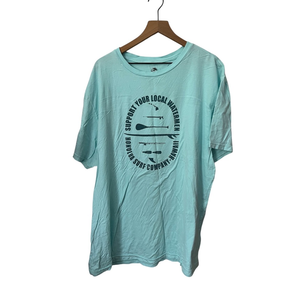 NWT Honolua Surf Company Support Watermen Men's T-Shirt 3X Mint/Light Blue